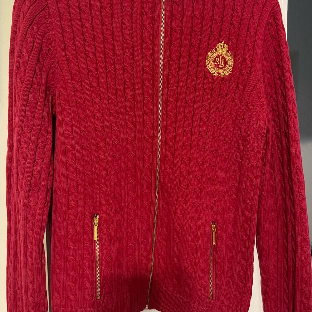 Ralph Lauren Red Cable Knit Sweater